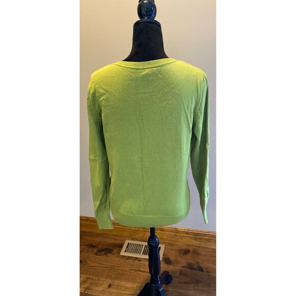 St John’s Bay Argyle Green Women’s Sweater Size Large 97% Cotton V Neck - Picture 5 of 9